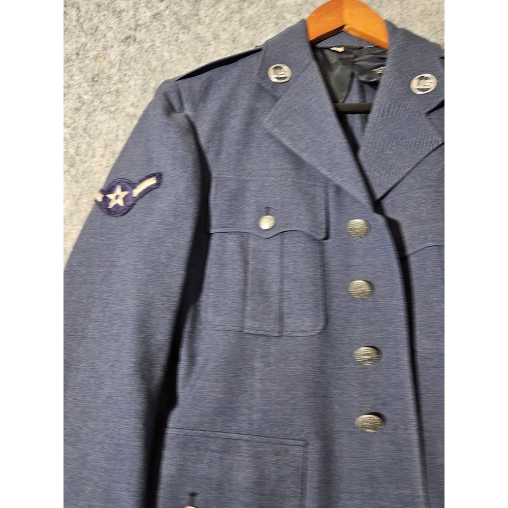 Vintage US Air Force Military Uniform Jacket 37R USAF Blue Wool - Picture 4 of 13